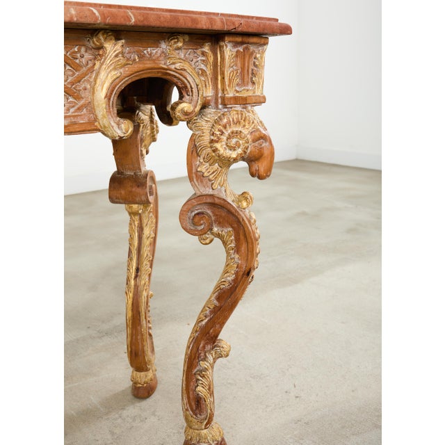 Italian Baroque Style Marble Top Console Table For Sale - Image 13 of 18