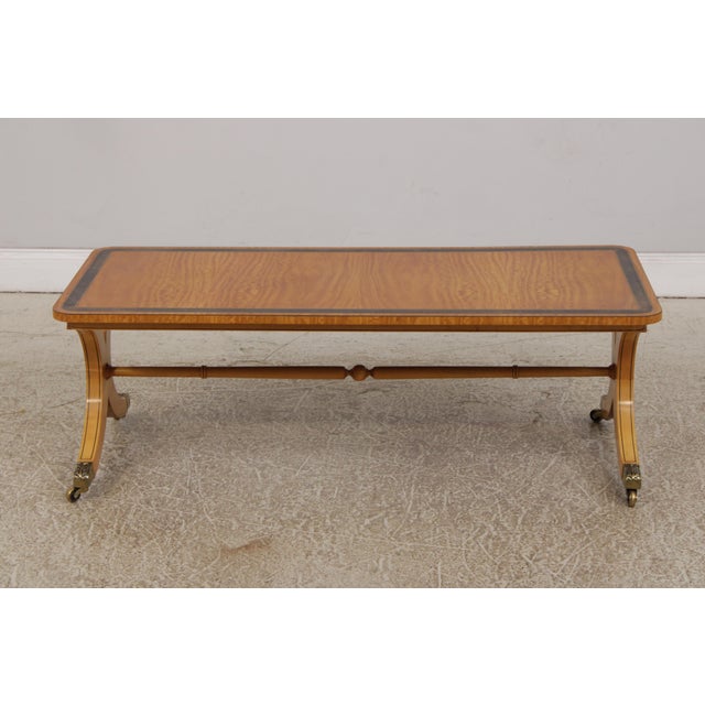 Age: Approx: 30 Years Old Details: High Quality Construction English Style Ornate Brass Capped Feet Gorgeous Satinwood Top...