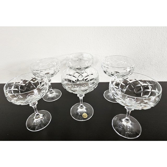 1980s Schott Zwiesel German 24% Lead Crystal Champagne Coupes - Set of 6 For Sale In Los Angeles - Image 6 of 7