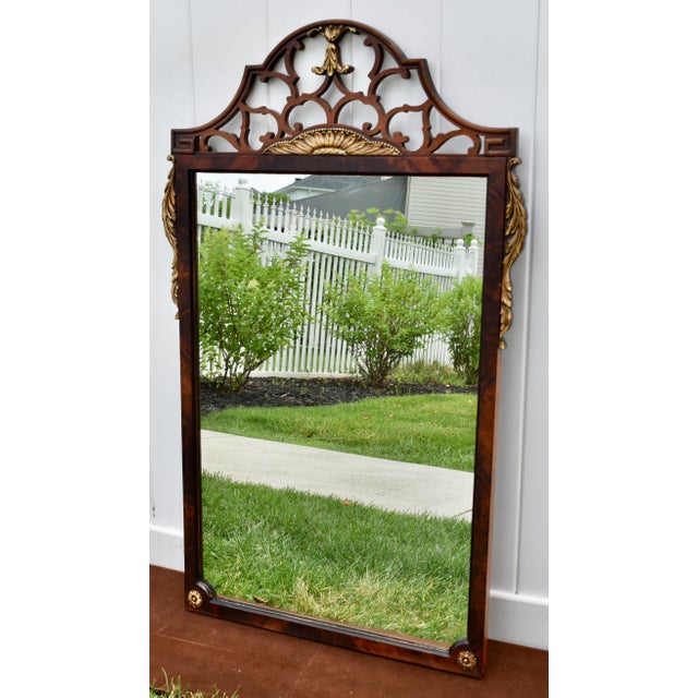 Antique Chippendale Mahogany Mirror Wall Fretwork Gilt Shell Accents For Sale - Image 11 of 15