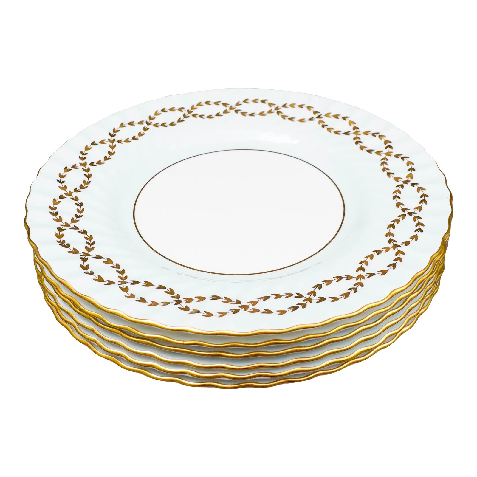 Late 20th Century Minton England Tiffany S600 Gold Laurel Leaf
