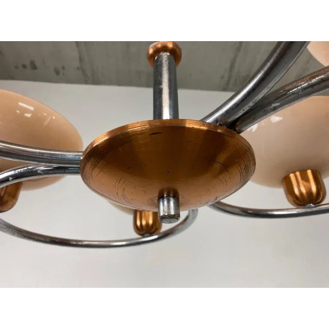 Art Deco Pink Chandelier, 1930s For Sale - Image 4 of 10