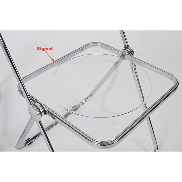 Gray Italian Clear Acrylic Chrome Frame Plia Chairs by Giancarlo Piretti for Castelli, 1990s, Set of 8 For Sale - Image 8 of 18