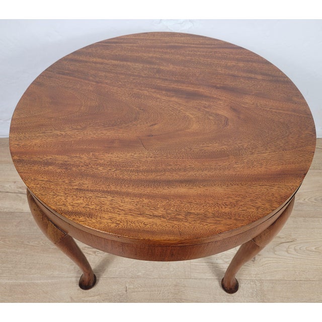 Vintage Circular Coffee Table in Mahogany with Cabriole Legs, 1970s For Sale - Image 3 of 13