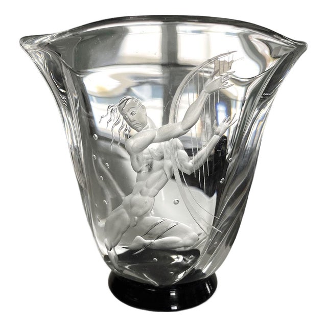 1930s Vase, Nude Man With Harp For Sale
