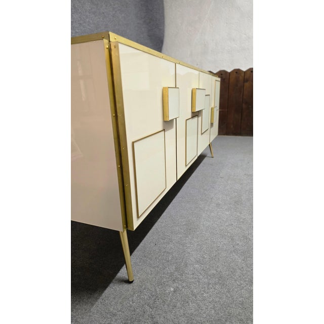 Italian Four-Door Sideboard with Ivory Glass and Wood Accents from Justfurnituress SRL For Sale - Image 6 of 14