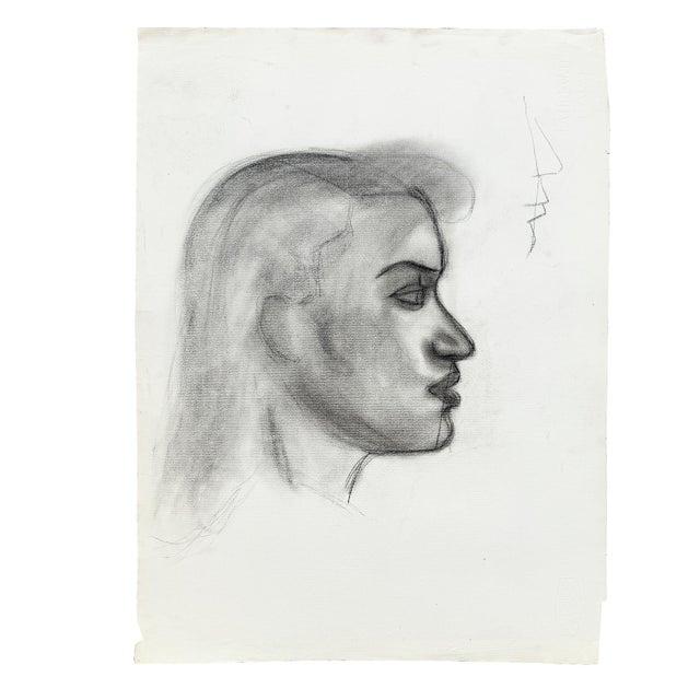 Donna Foreman Hopper Double-Sided Charcoal Portrait of a Woman in Profile For Sale - Image 9 of 9