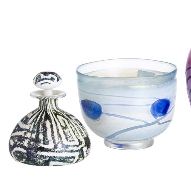 Crystal and Glass Cachepot Jars and Bottle by John Ditchfield for Kosta Boda and Isle of Wight Glass, Set of 4 For Sale - Image 3 of 8