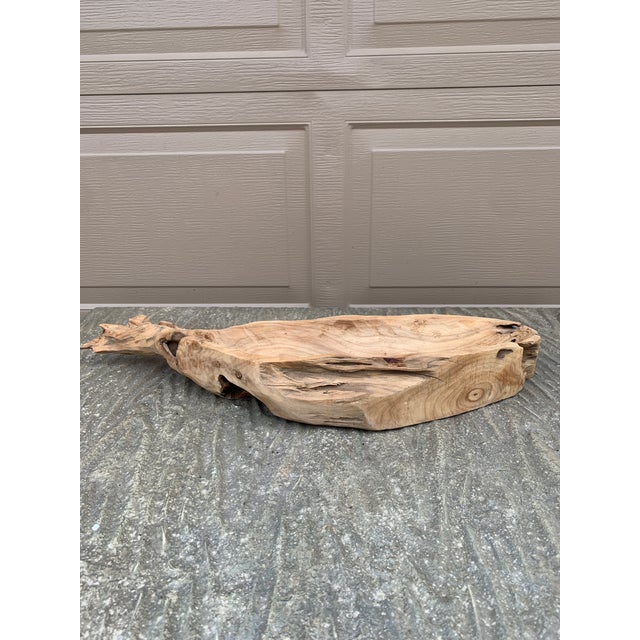 Brown Vintage Folk Art Hand Carved Driftwood Whale Serving Tray For Sale - Image 8 of 10