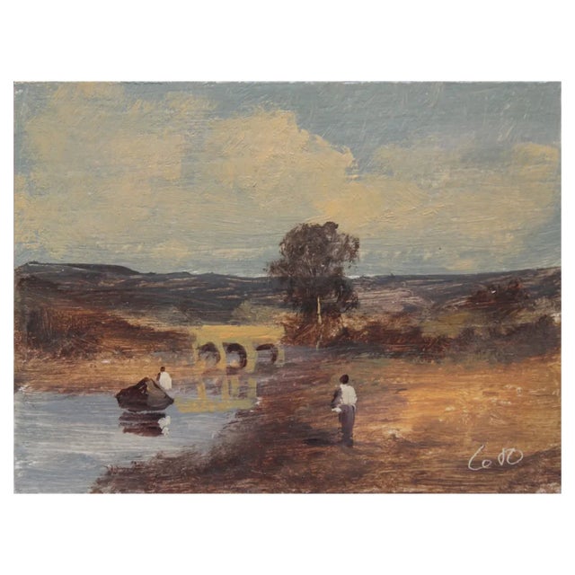 Antonio Leto, At the Bridge, Oil on Board, 1890s For Sale