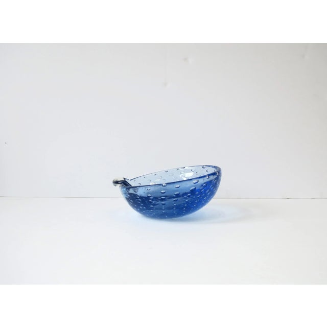 Mid-Century Modern Italian Murano Blue Art Glass Bowl or Ashtray For Sale - Image 3 of 13