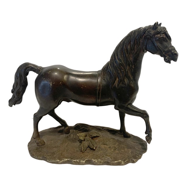 Bronze Horse with Brown Patina on Base, 20th Century For Sale