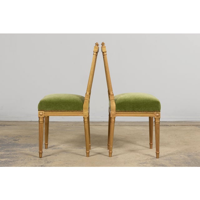 Antique French Louis XVI Style Giltwood Dining Chairs in Green Mohair, Set of 6 For Sale - Image 16 of 18
