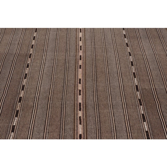 Rug & Kilim Vintage Persian Kilim, Beige-Brown Stripes With Intricate Detail - Rug & Kilim For Sale - Image 4 of 8