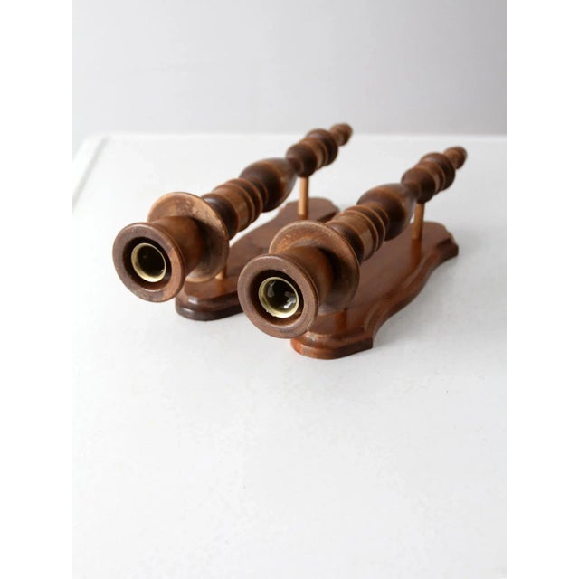 Vintage Wood Candle Sconces Pair For Sale - Image 11 of 13