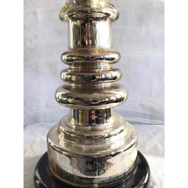 Black 1970s Mercury Glass Table Lamp on Wood Painted Base For Sale - Image 8 of 12