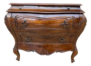 Vintage Italian Style Serpentine Bombe Chest Bow Front Commode