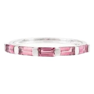 Modern Chic Eternity Band With Baguette Cut Natural Pink Tourmaline Size 6 For Sale