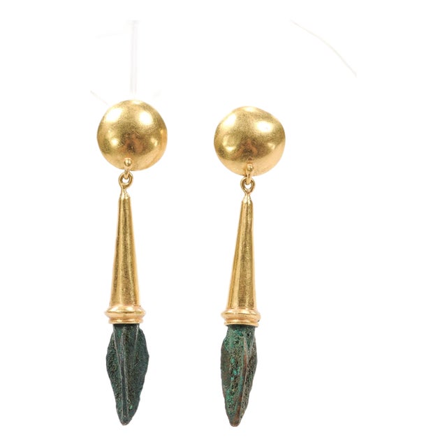 Ancient Roman Arrowhead Earrings W/ 21k For Sale