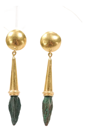 Ancient Roman Arrowhead Earrings W/ 21k
