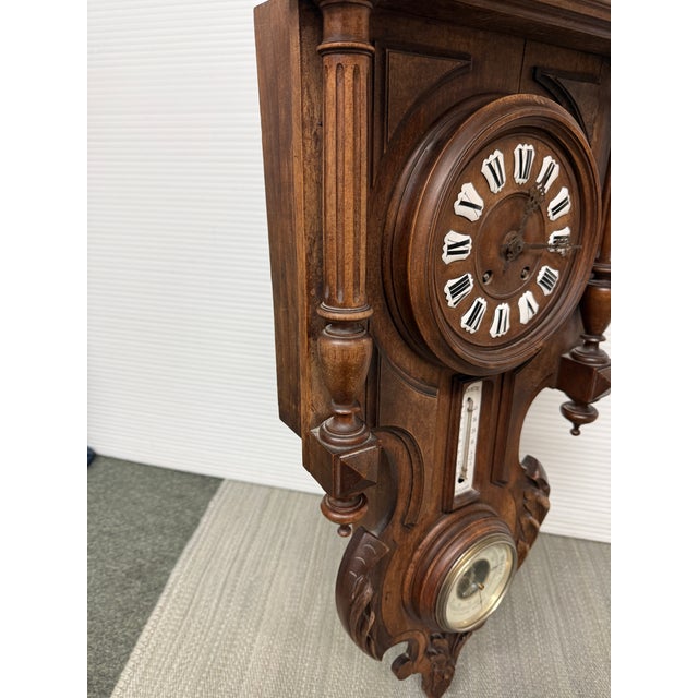 Early 20th Century Black Forest Wall Clock With Barometer & Thermometer For Sale - Image 5 of 12