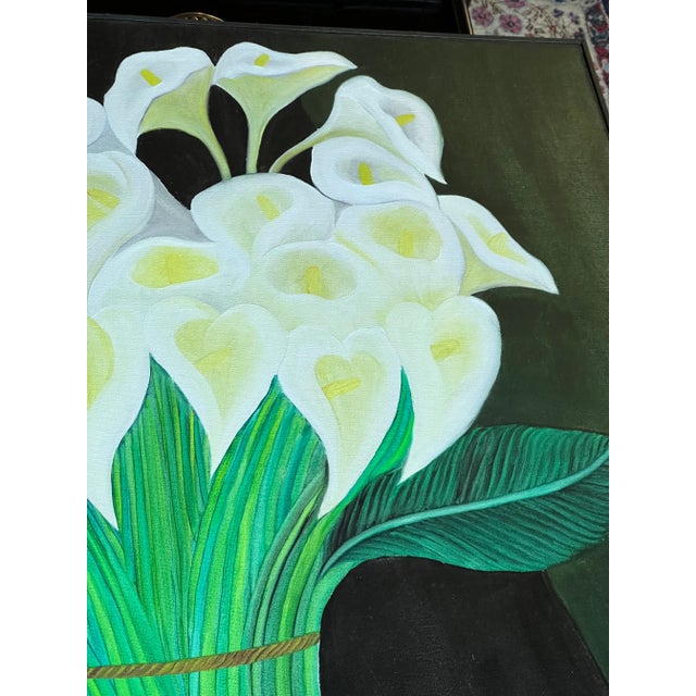 Signed Anita Mexico Calilily Floral Oil Painting. C1980 For Sale In Chicago - Image 6 of 12