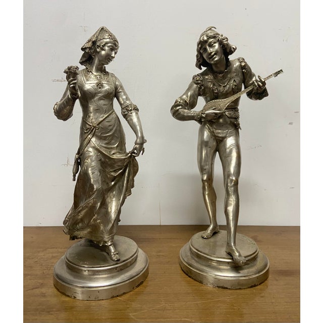 Belle Époque Silvered Bronze Sculptures from Adrien Etienne Gaudez, 1890s, Set of 2 For Sale - Image 14 of 14