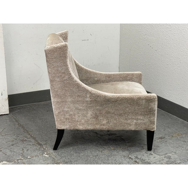 2010s Mid Century Modern Style Chenille Armchair For Sale - Image 5 of 11