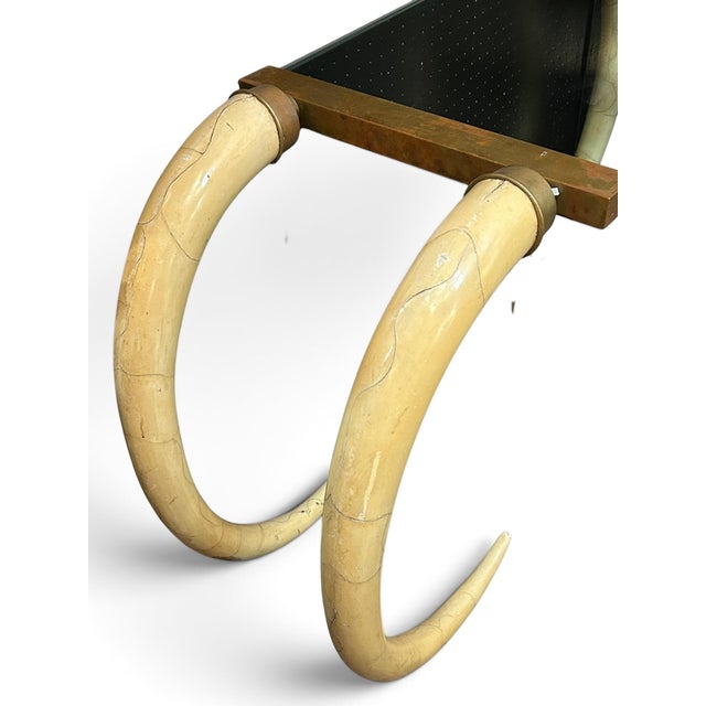 1980's Faux Elephant Tusk Console Table and Mirror For Sale - Image 4 of 10