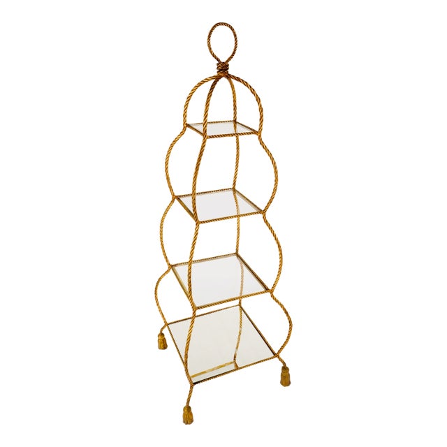 1980s Vintage Italian Iron Rope Etagere With Tassel Feet For Sale