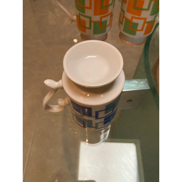Vintage Geometric Mid Century Design Coffee Cups Set 6 For Sale - Image 4 of 5