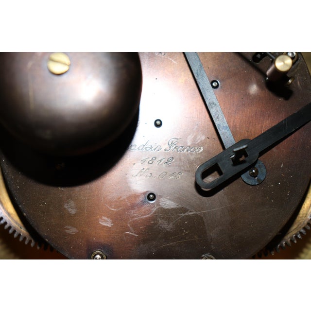 Metal Rare Eugene Bagues Dark and Bright Bronze French Cartel Clock With Putti For Sale - Image 7 of 11