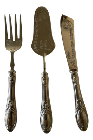 800 Silver Cake Set, 1890s, Set of 3