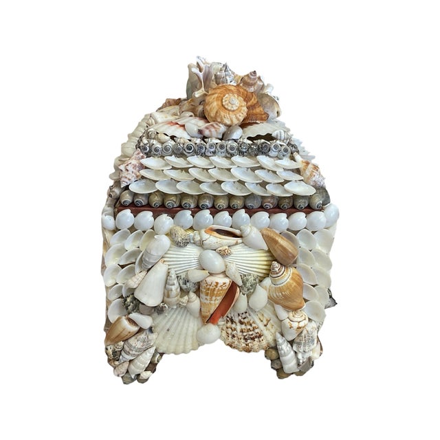 Footed Natural and White Mixed Shell Box For Sale - Image 4 of 7
