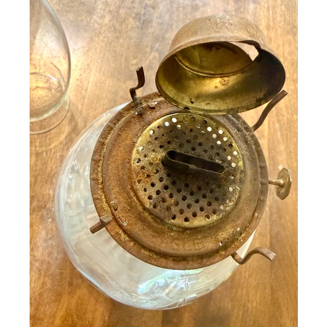 Transparent Mid 20th Century Hurricane Lantern With Eagle Burner For Sale - Image 8 of 12