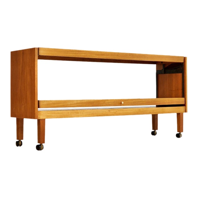 1960s Mid Century Mechanical Bar Cart Folding Console Table For Sale