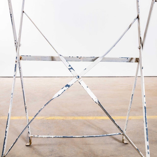 Small French White Metal Folding Dining Table, 1950s For Sale - Image 3 of 7