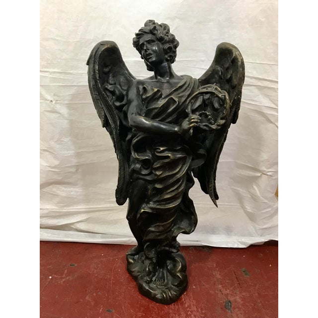 Metal Bronze Angel Statue For Sale - Image 7 of 7