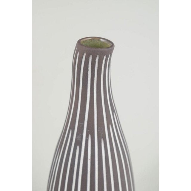 Elongated Stoneware Vase with Stripes by Helge Østerberg, 1970s For Sale - Image 4 of 6