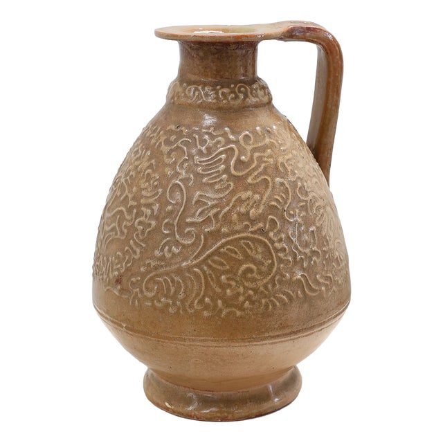 Salt-Glazed Stoneware Jug with Relief Decoration from Perignem, Belgium, 1960s For Sale