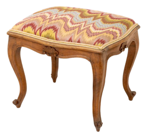 Louis XV Style Flame Stitch Upholstered Stool