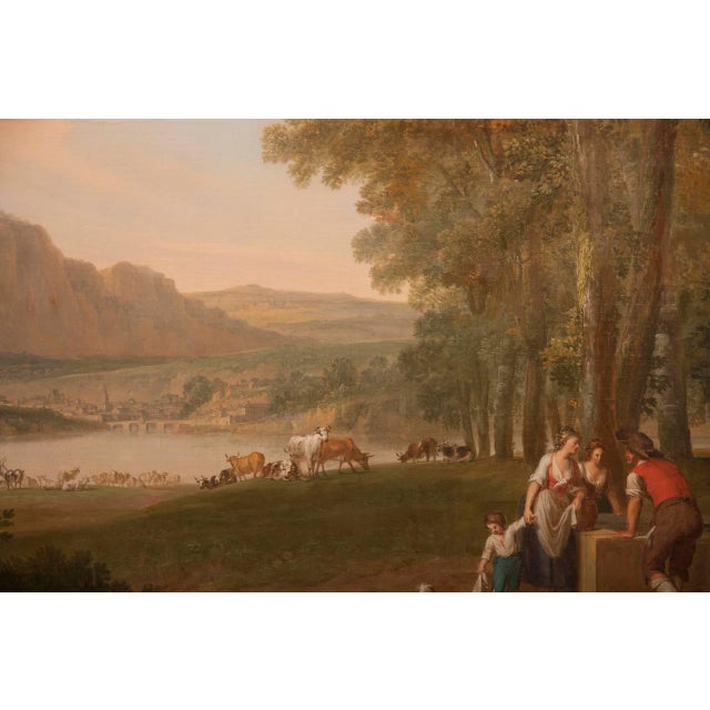 Neoclassical Monumental Framed Oil on Canvas Pastural Landscape For Sale - Image 3 of 7