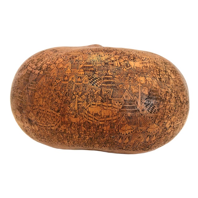 A Traditional Peruvian Storytelling Gourd Depicting Andean Village Life For Sale - Image 4 of 13