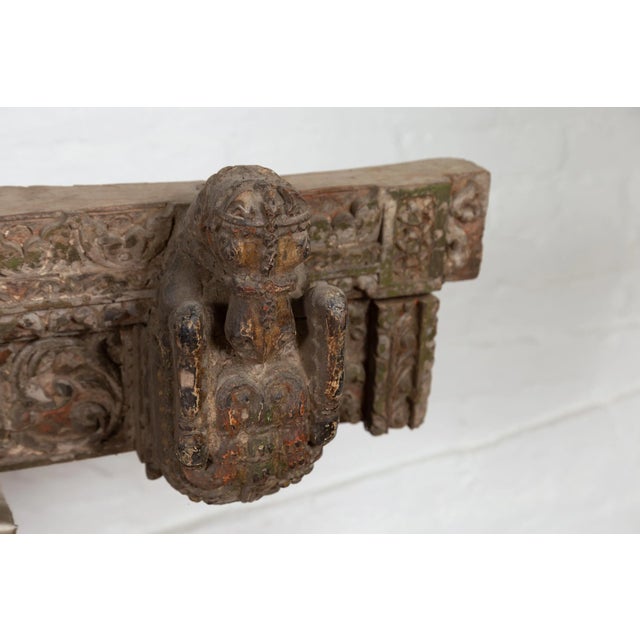 Indian Indian Antique 19th Century Architectural Temple Molding with Carved Animals For Sale - Image 3 of 13