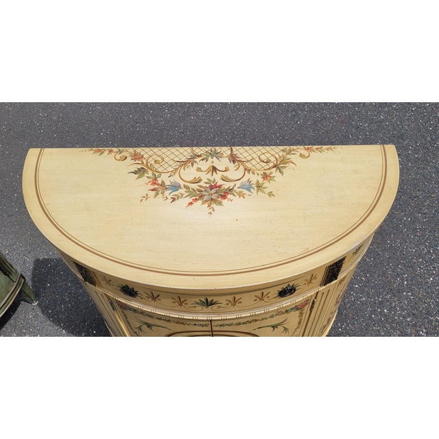 Goldenrod Antique Adams Painted Demilune Credenza For Sale - Image 8 of 14