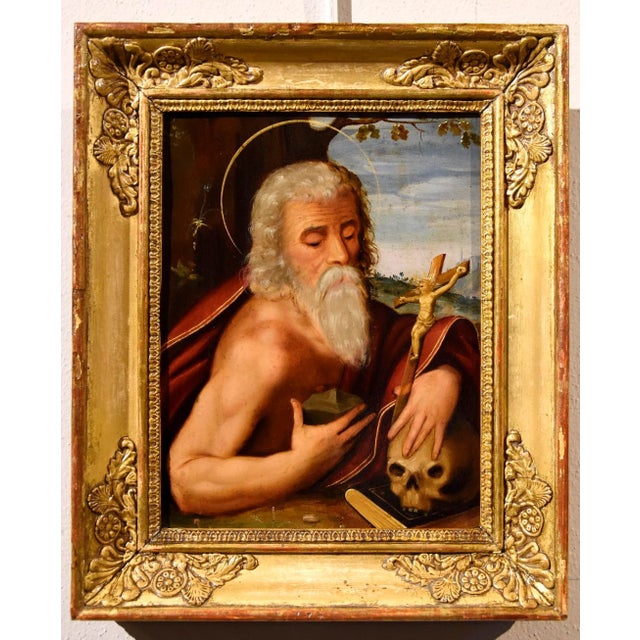 St. Jerome Mazzuoli Painting 16 century Oil on copper old masters Emilian school This piece is attributed to the mentioned...