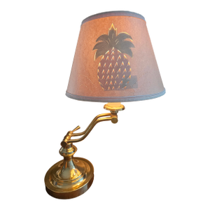 Vintage Brass Adjustable Table Lamp With Classic Pineapple Shade