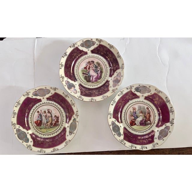 Antique Royal Vienna Style 6.5" Porcelain Cabinet Plates - Set of 3 For Sale - Image 9 of 12