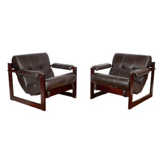1960s Percival Lafer Mp-167 Leather Lounge Chairs - A Pair For Sale