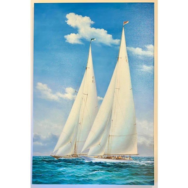 Racing Sailboats Maritime Nautical Seascape Painting by Matt Thomas, 2025 For Sale - Image 6 of 6